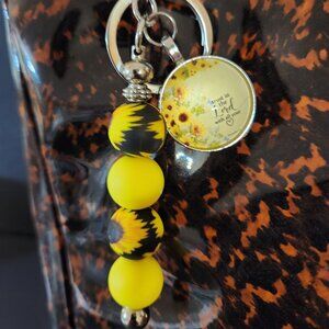 Hand Crafted Purse Charm Key Chain Yellow Trust in the Lord Pendant 5 1/2 in.